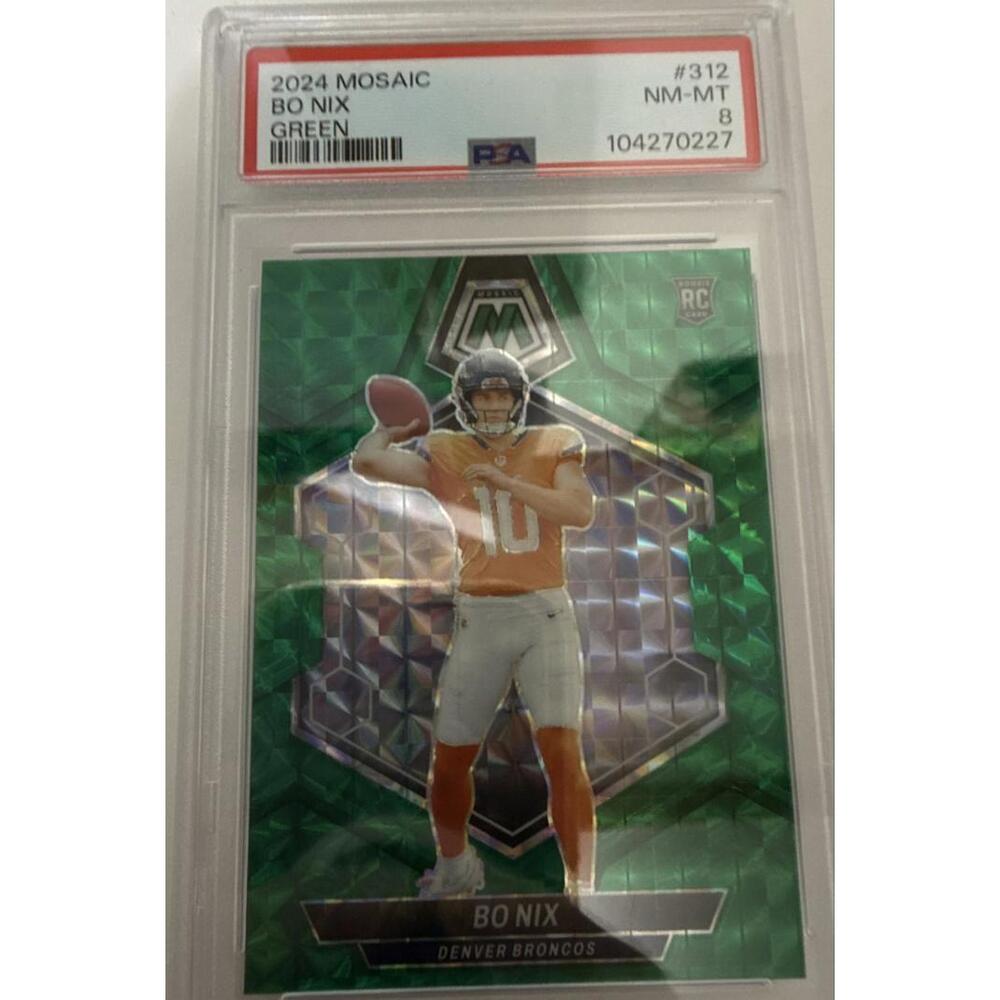 2024 Panini Mosaic - Rookies Bo Nix #312 Green Mosaic Prizm (RC)